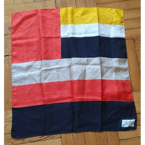 Jean Daix Pink And Brown Plaid Silk Scarf Hand Rolled Seams - Picture 5 of 5